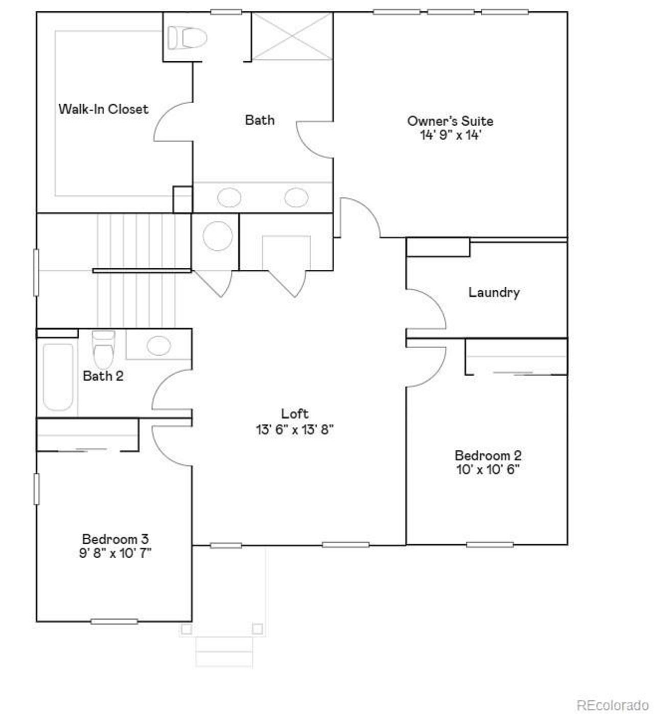2D floor plan layout of this home in Prairie Song: The Petal Collection, Windsor, CO (Image 2).