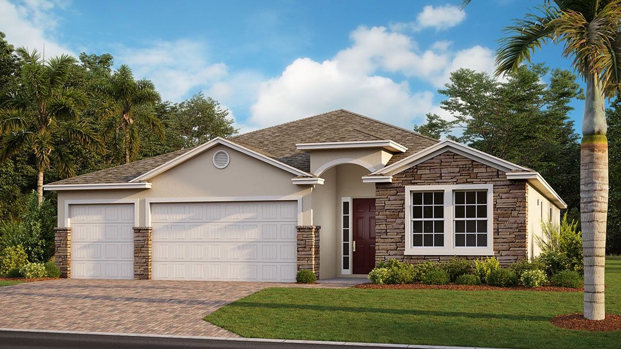 Representative exterior photo of a completed home built from the Destin by D.R. Horton in Deep Creek Tradition Series, Punta Gorda, FL (Image 2).