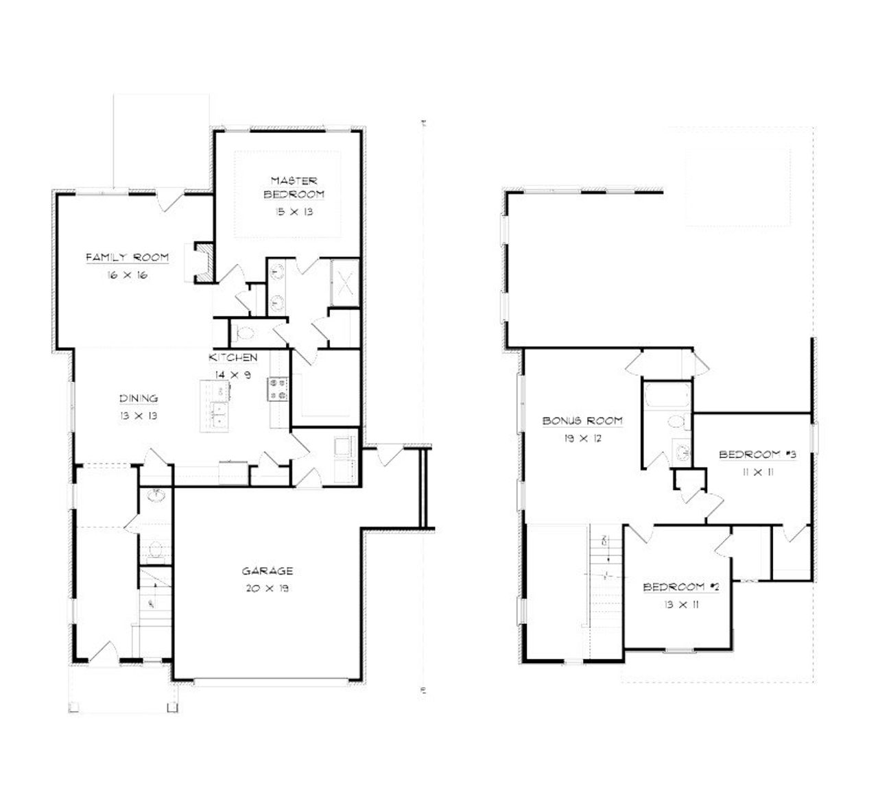 2D floor plan layout for the Calloway by Southeastern Building Corporation in Westfield Garden Homes, Gallatin, TN (Image 2).