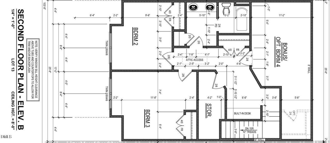 Lot 13 White Oak Townhomes 2nd Floor Pla