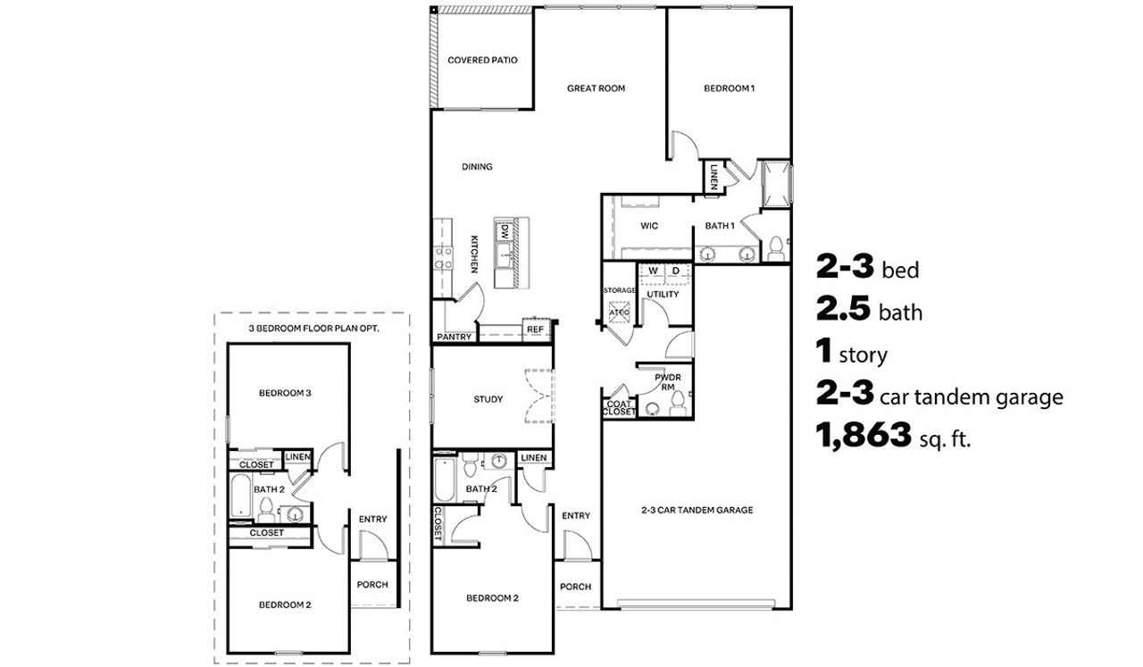 2D floor plan layout of this home in Solterra, Green Valley, AZ (Image 2).