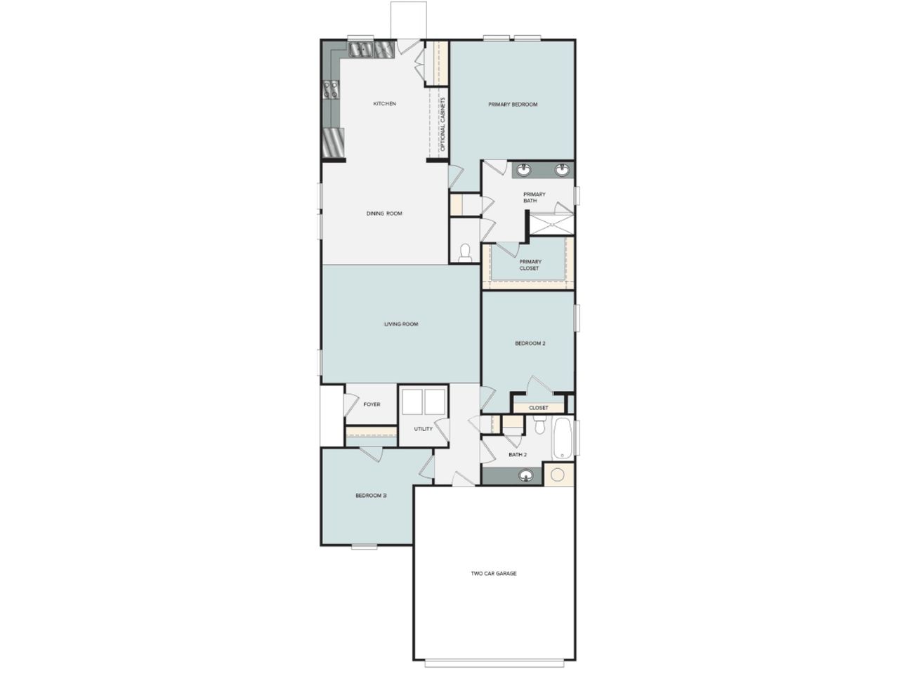 2D floor plan layout for the Clear Creek 1514 by Brohn Homes in Clear Creek, Round Rock, TX (Image 2). 2D floor plan layout for the Clear Creek 1514 by Brohn Homes in Clear Creek, Round Rock, TX (Image 2).