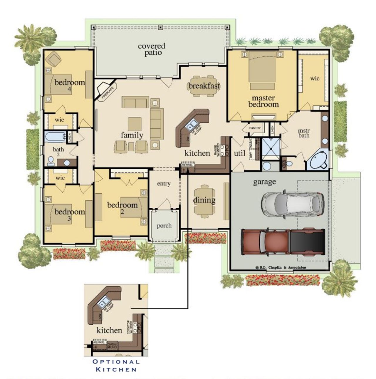 2D floor plan layout for the Nixon 4BR by Carothers Executive Homes in Eagle Heights, Salado, TX (Image 2).