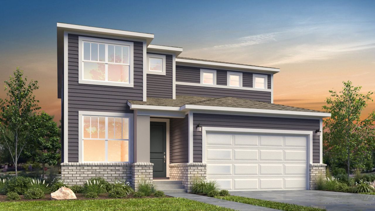 Representative exterior photo of a completed home built from the Boxelder by View Homes in Aspen Ranch, Fountain, CO (Image 2). Representative exterior photo of a completed home built from the Boxelder by View Homes in Aspen Ranch, Fountain, CO (Image 2).