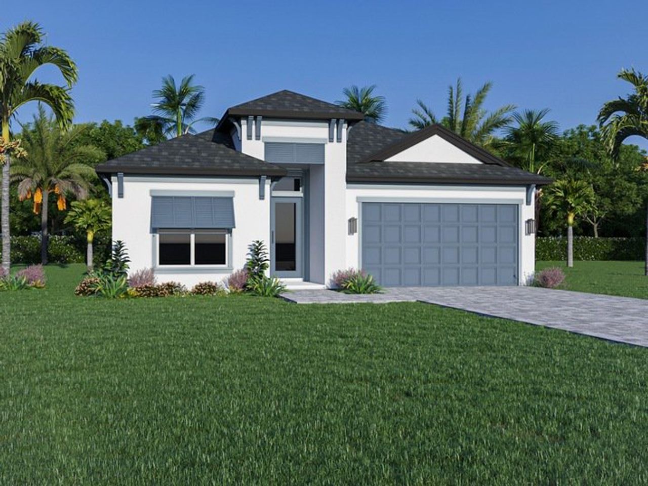 Representative exterior photo of a completed home built from the The San Marino II by Gold Coast Custom Homes in The Conservatory, Palm Coast, FL (Image 2).