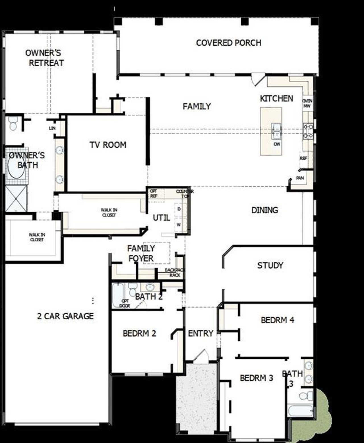 2D floor plan layout of this home in Northshore at Lakewood Village - Garden Series, Lakewood Village, TX (Image 2). 2D floor plan layout of this home in Northshore at Lakewood Village - Garden Series, Lakewood Village, TX (Image 2).