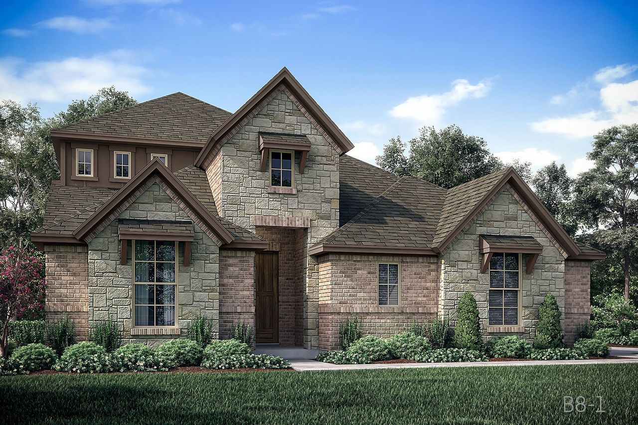 Representative exterior photo of a completed home built from the Atlanta by John Houston Homes in Hayes Crossing - Phase 2, Midlothian, TX (Image 2). Representative exterior photo of a completed home built from the Atlanta by John Houston Homes in Hayes Crossing - Phase 2, Midlothian, TX (Image 2).