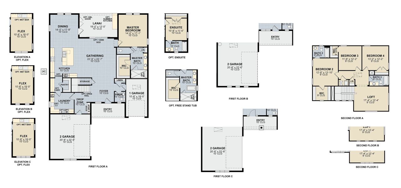 2D floor plan layout for the Yosemite by Park Square Residential in Tamarack at Two Rivers, Zephyrhills, FL (Image 2).