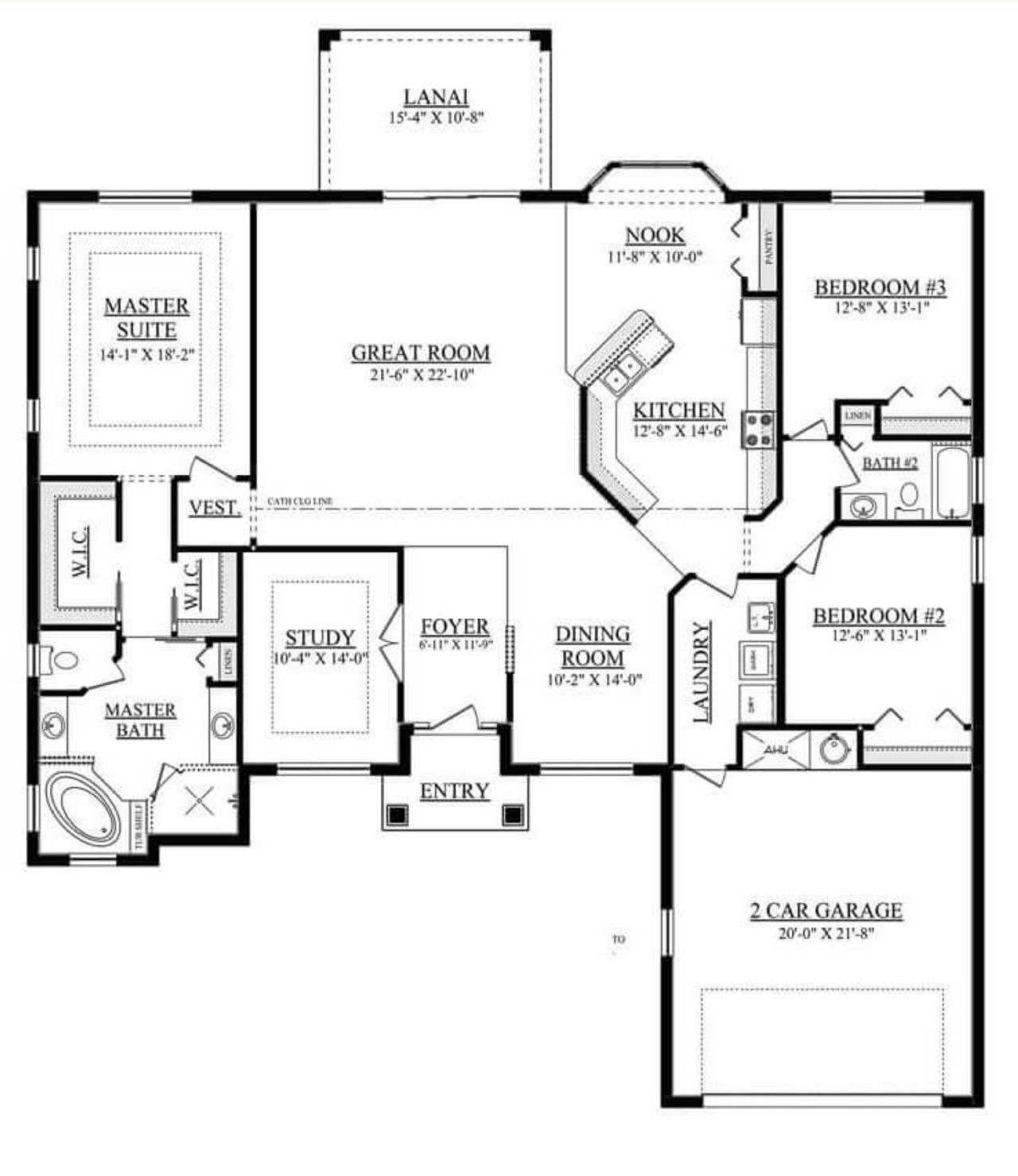 2D floor plan layout for the Emerald by Triple Crown Homes in Evergreen Estates, Ocala, FL (Image 2).