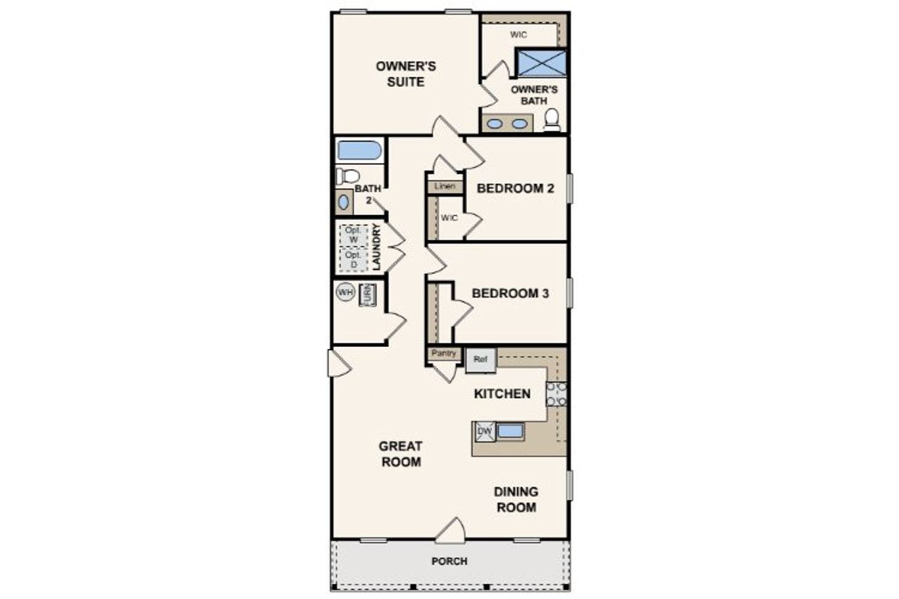 2D floor plan layout for the Magnolia by Century Complete in Sunny Hills, Chipley, FL (Image 2).