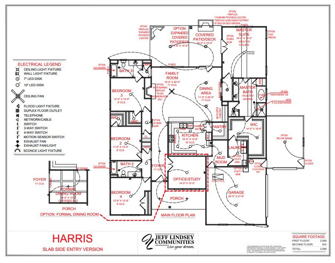 2D floor plan layout for the Harris A by Jeff Lindsey Communities in Lamar Farms, Newnan, GA (Image 2).
