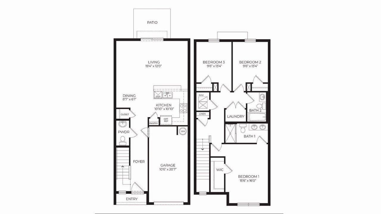 2D floor plan layout for the Pearson by D.R. Horton in Atria at Ridgewood Lakes, Davenport, FL (Image 2).