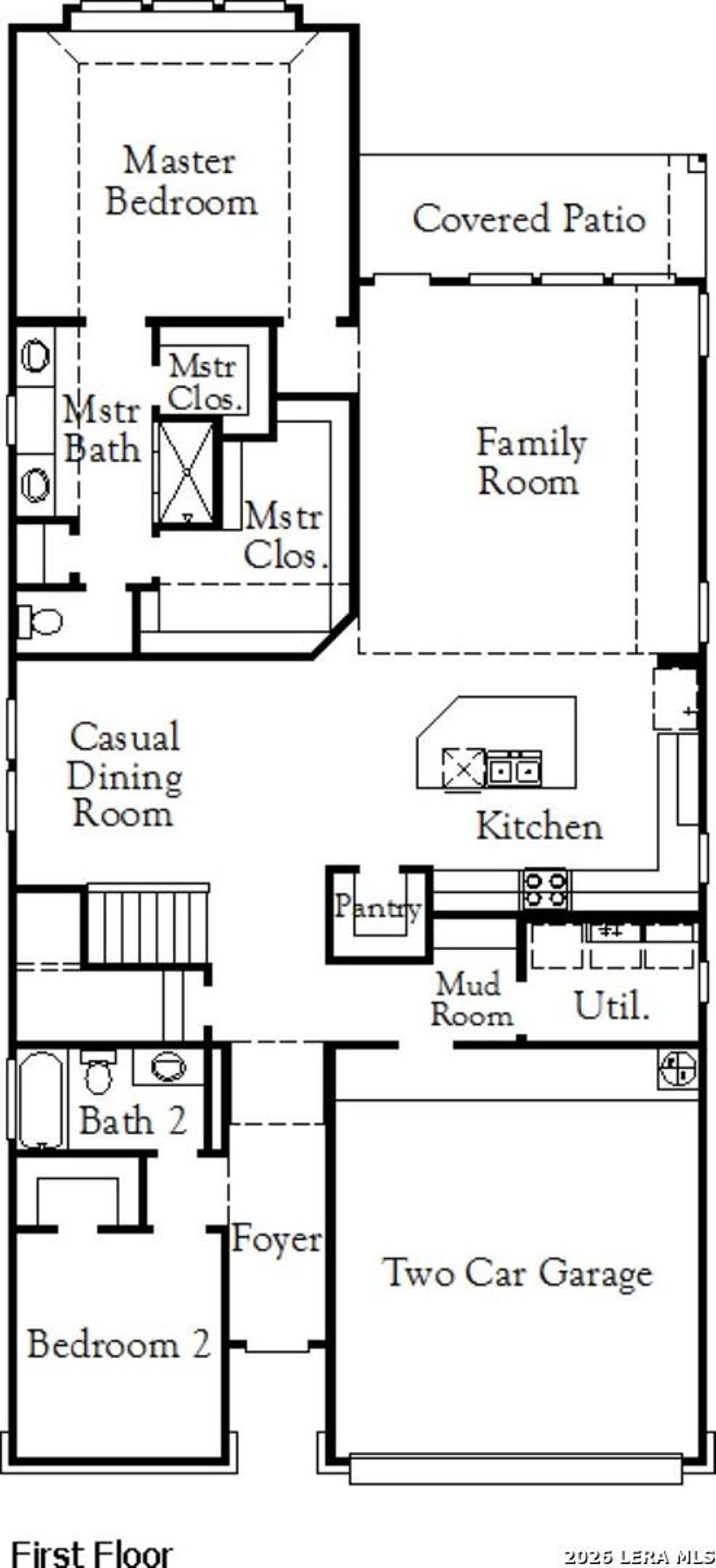 2D floor plan layout of this home in Rhine Valley, Schertz, TX (Image 2).