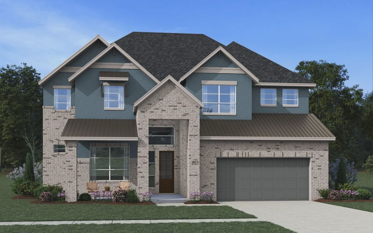 Representative exterior photo of a completed home built from the Waterloo by Chesmar Homes in Meridiana 60's, Iowa Colony, TX (Image 2).