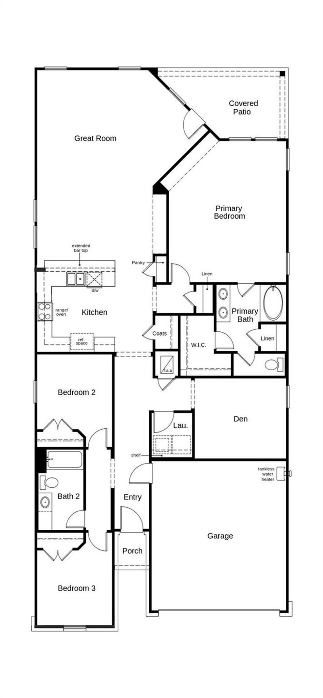 This floor plan features 3 bedrooms, 2 full baths, and over 1,900 square feet of living space.