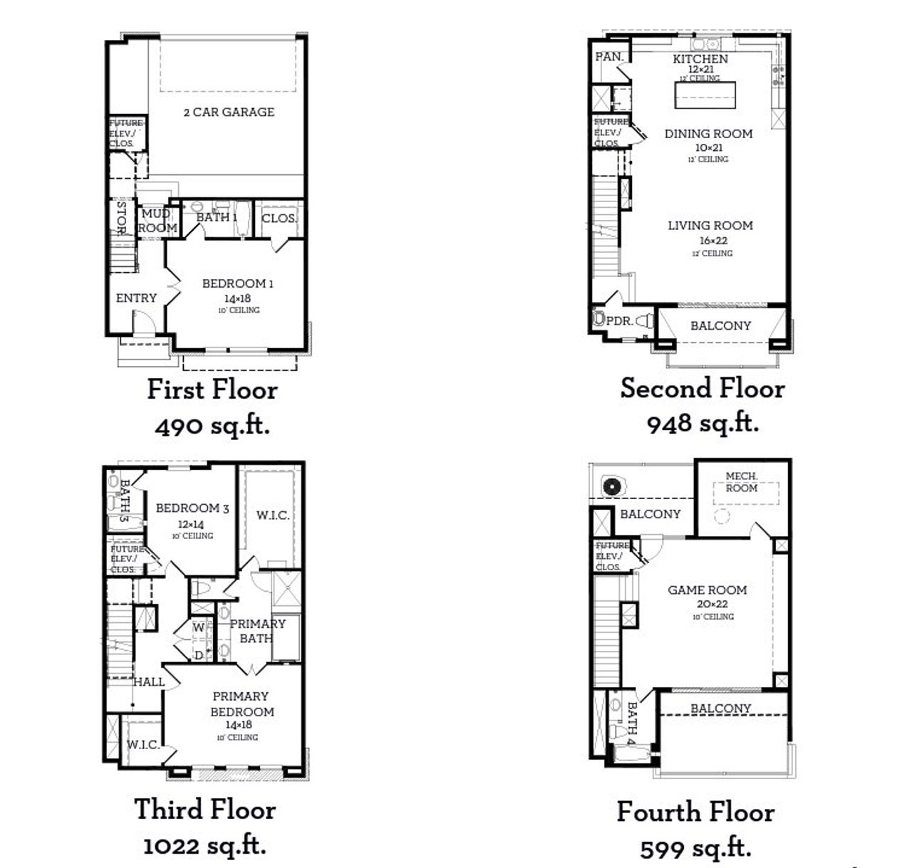 2D floor plan layout of this home in Trinity Bluff, Dallas, TX (Image 2).