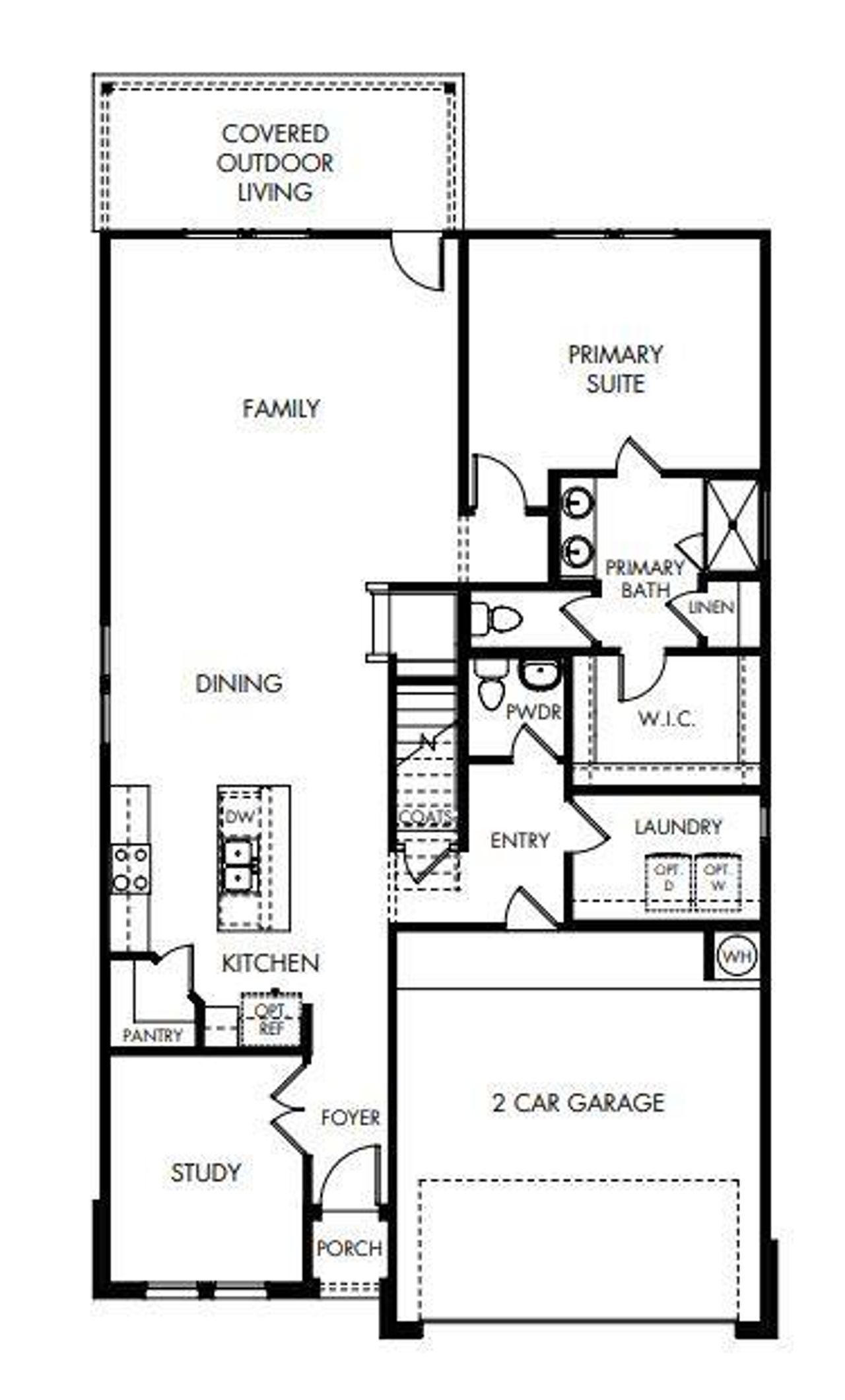 2D floor plan layout of this home in Prairie Winds - Reserve Collection, Hutto, TX (Image 2). 2D floor plan layout of this home in Prairie Winds - Reserve Collection, Hutto, TX (Image 2).