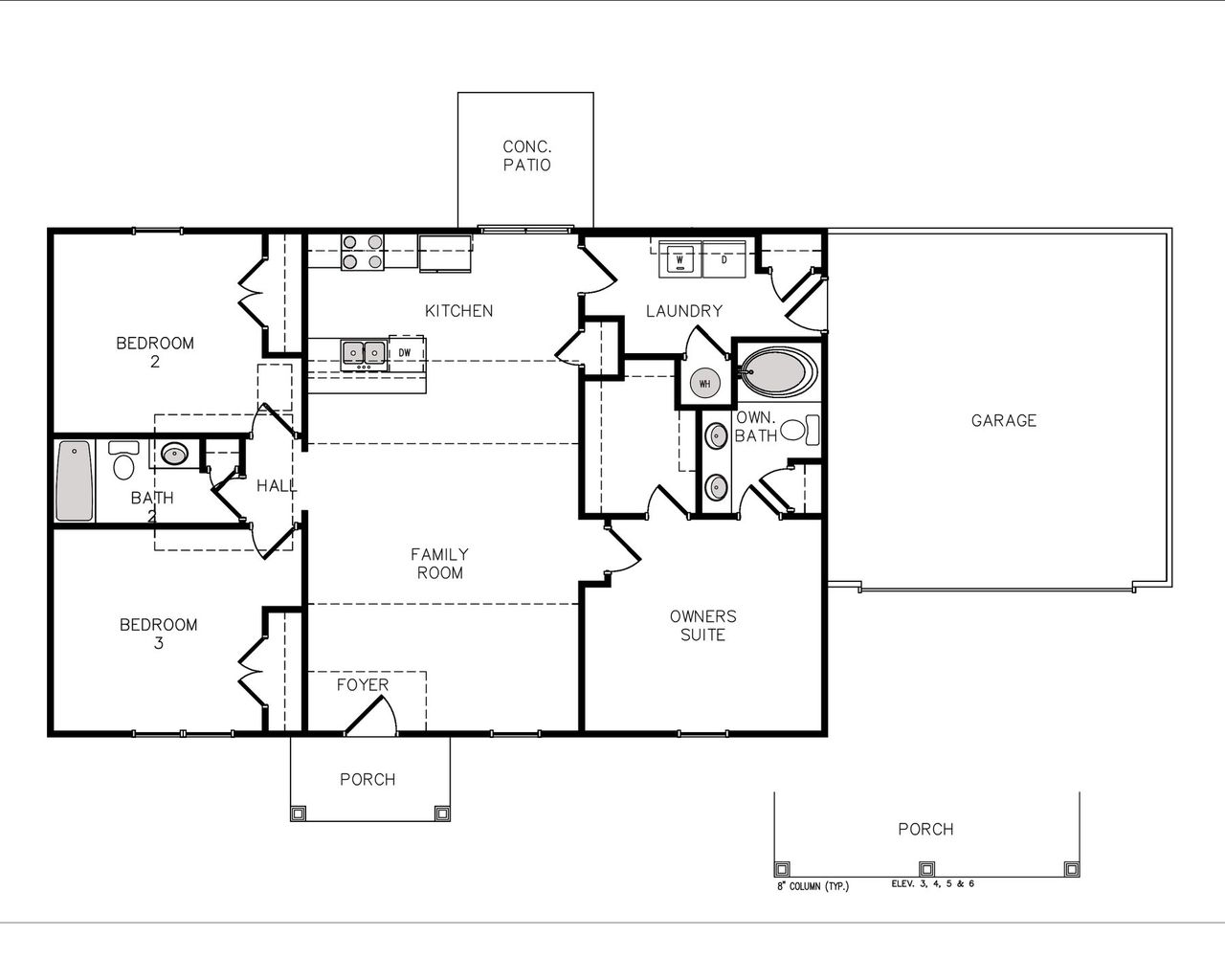 2D floor plan layout for the Shelby by Hurricane Builders in Amber Hill, West Columbia, SC (Image 2).