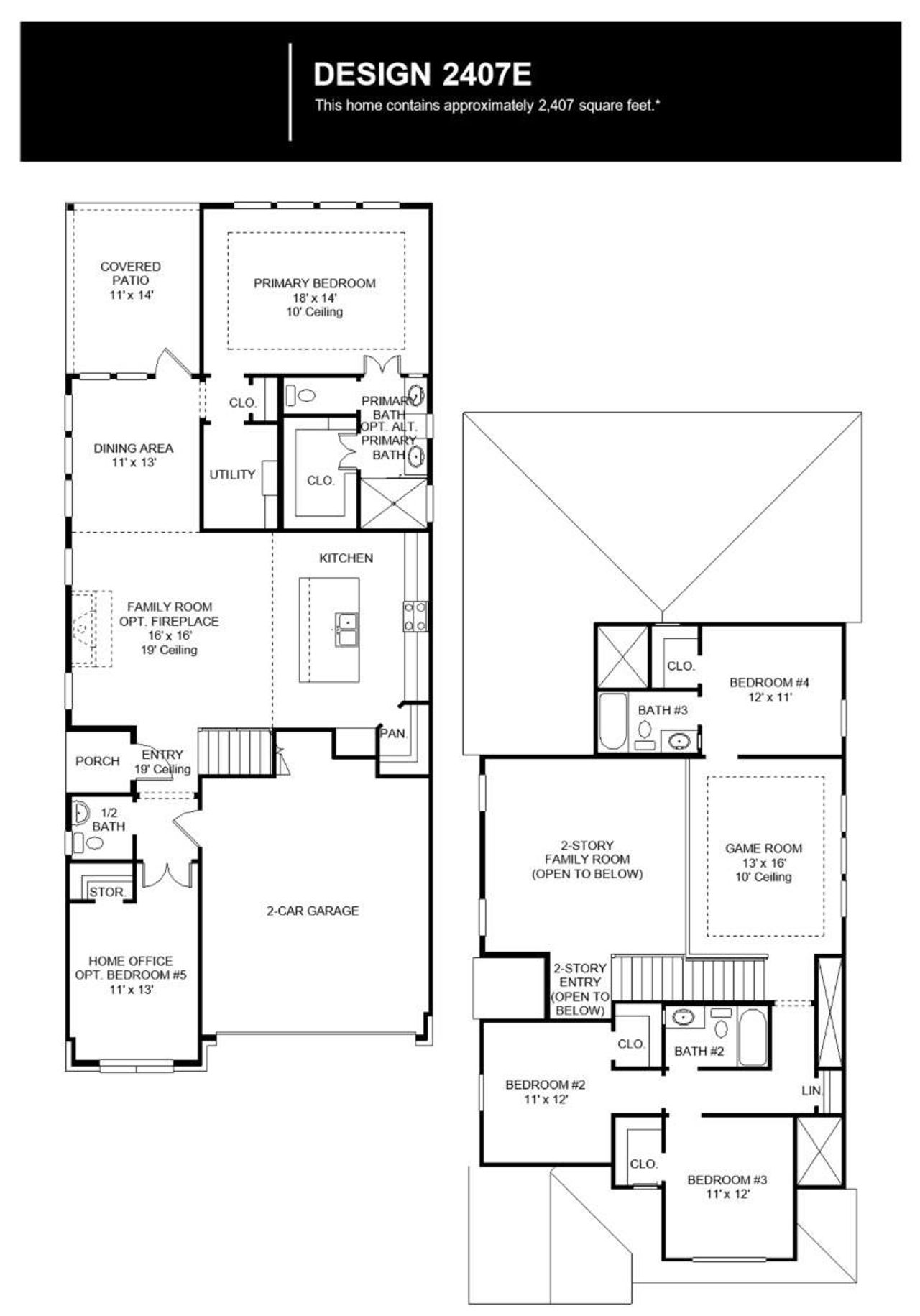 2D floor plan layout of this home in Easton Park, Austin, TX (Image 2).