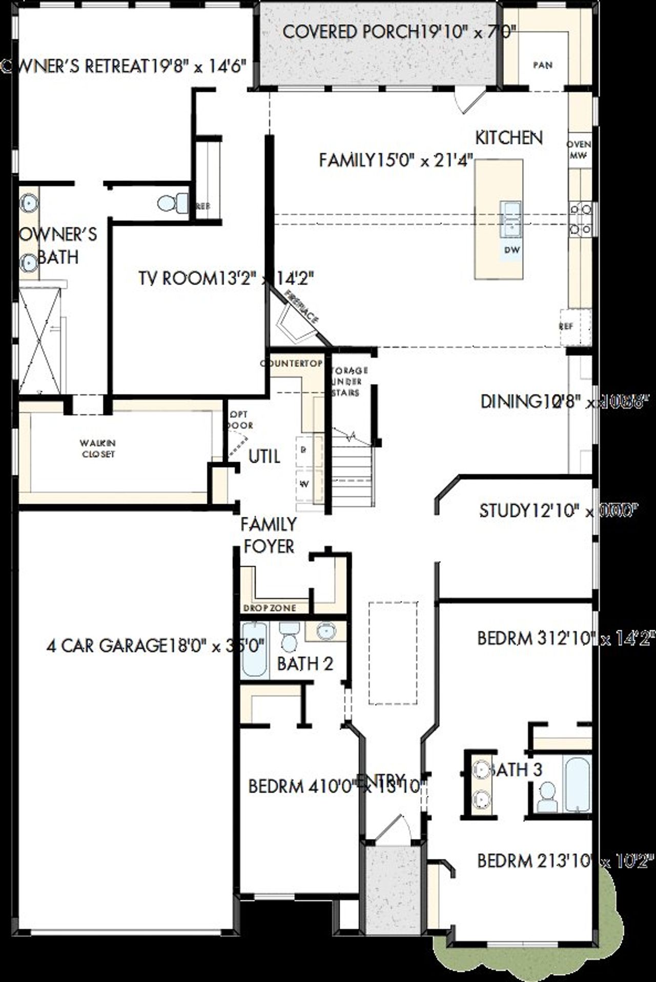 2D floor plan layout of this home in Pecan Square – Classics, Northlake, TX (Image 2).
