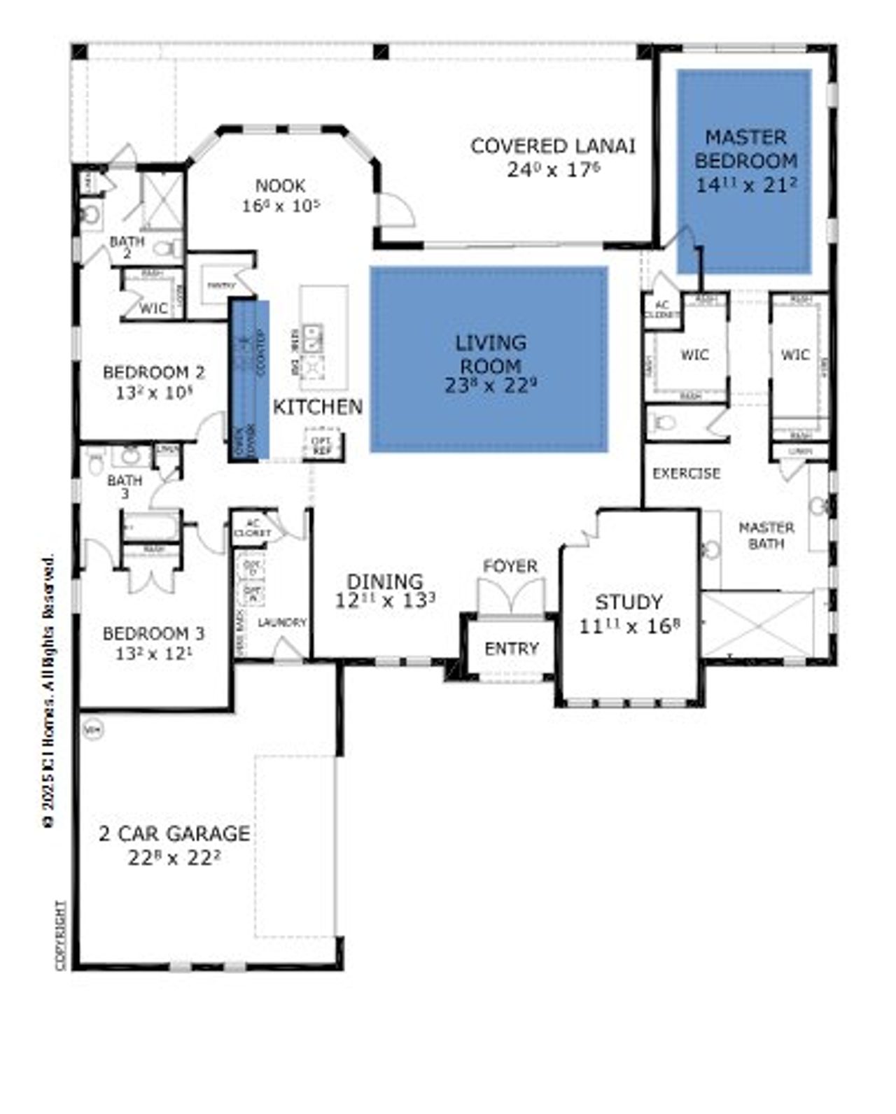 2D floor plan layout for the Egret - Pinnacle Series | 80' Wide Lots by ICI Homes in Veranda Bay, Flagler Beach, FL (Image 2). 2D floor plan layout for the Egret - Pinnacle Series | 80' Wide Lots by ICI Homes in Veranda Bay, Flagler Beach, FL (Image 2).