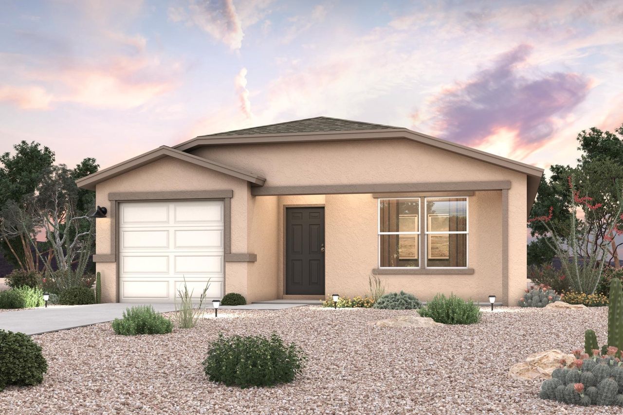 A house with a gravel driveway.