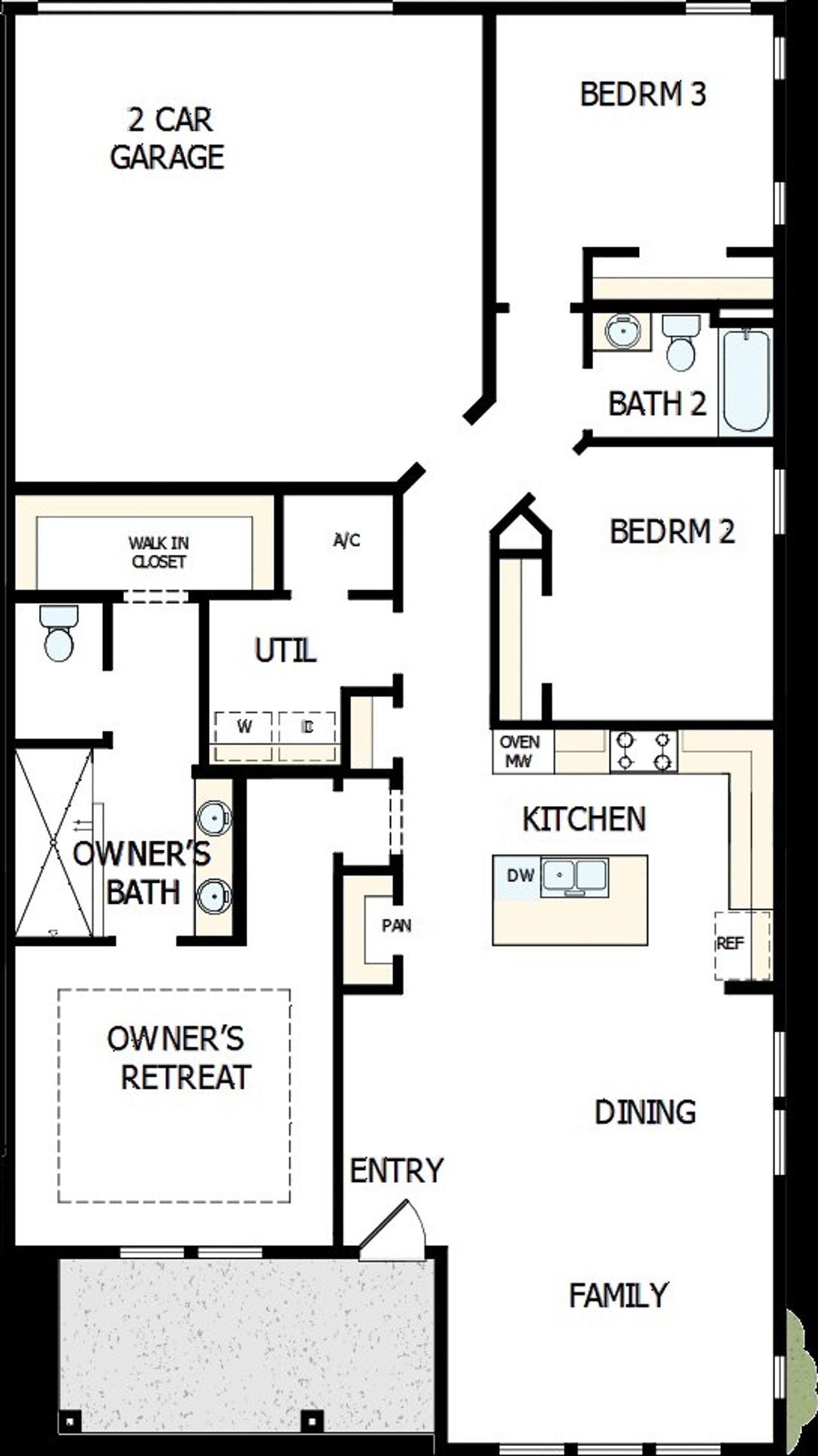 2D floor plan layout of this home in Westerly Park at Wildlight – Plaza Collection, Yulee, FL (Image 2).