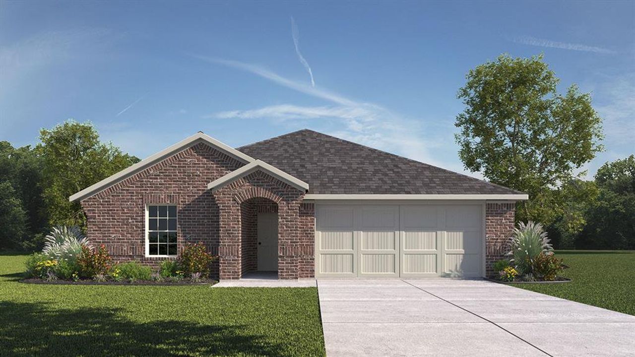 Front exterior of a new home in Lakewood Trails, Forney, TX, highlighting curb appeal (Image 2).