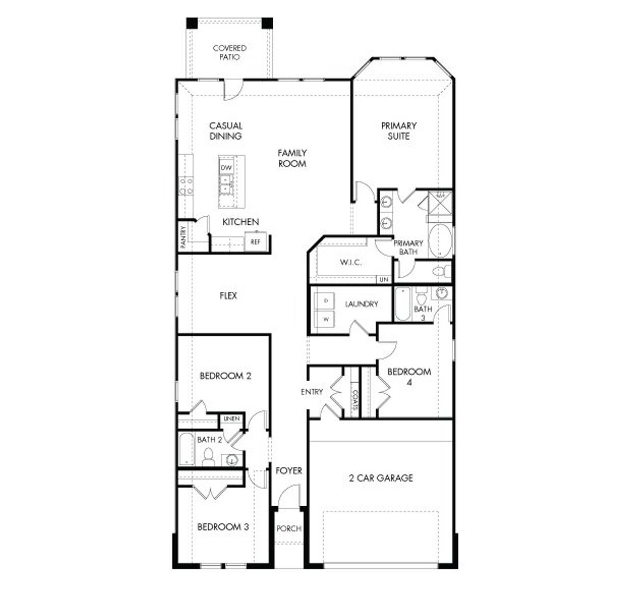 2D floor plan layout for the The Henderson (L404) by Meritage Homes in Wall Street Village, Richmond, TX (Image 2).