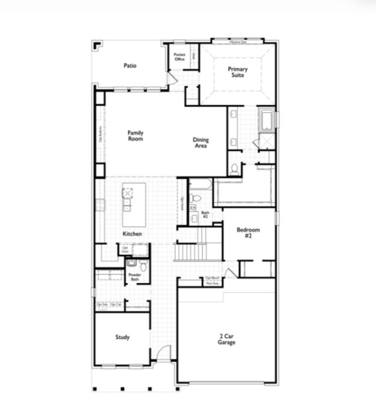 2D floor plan layout for the Croydon by Highland Homes in Two Step Farm, Montgomery, TX (Image 2).