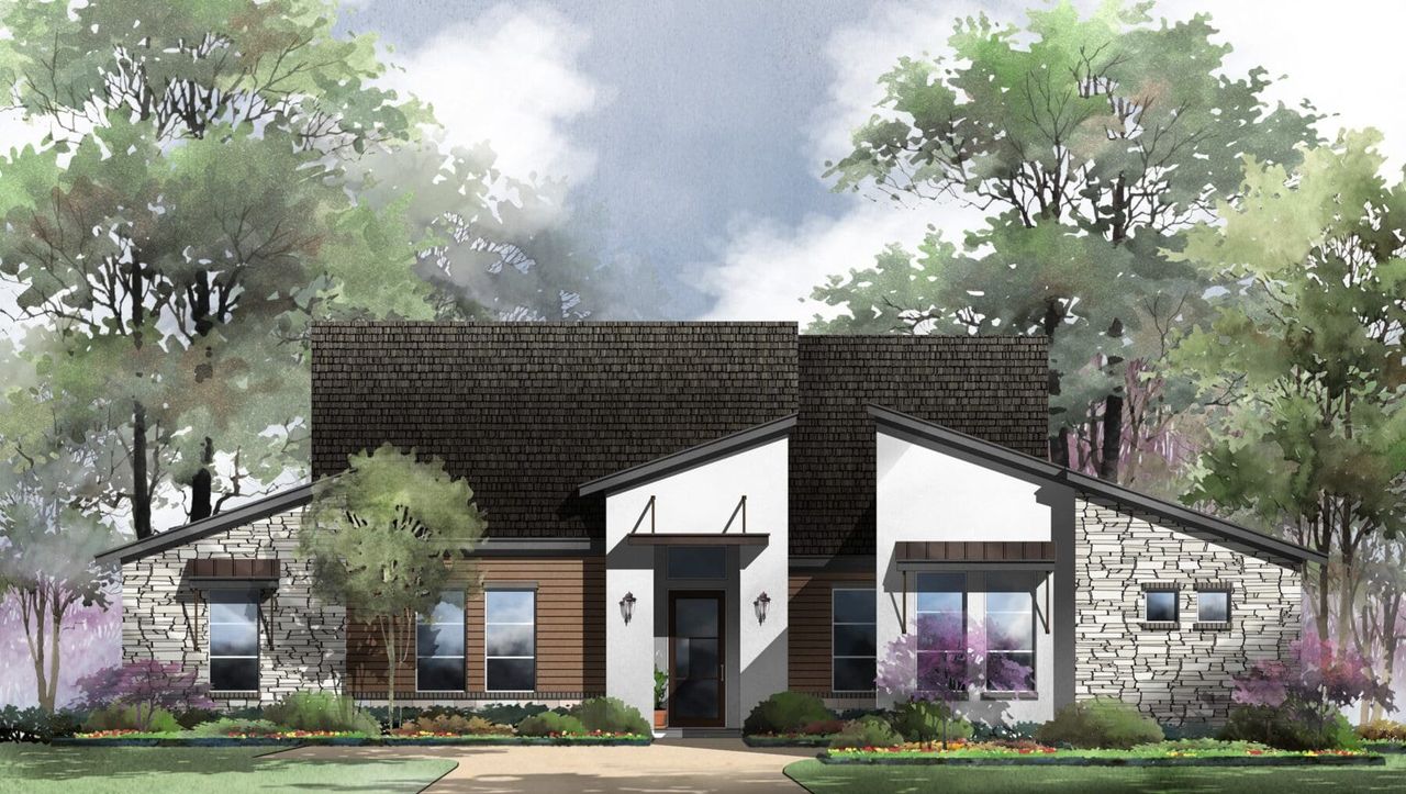 Calais Floor Plan in Belle Oaks, Bulverde | Sitterle Homes Elevation D Calais Floor Plan in Belle Oaks, Bulverde | Sitterle Homes Elevation D