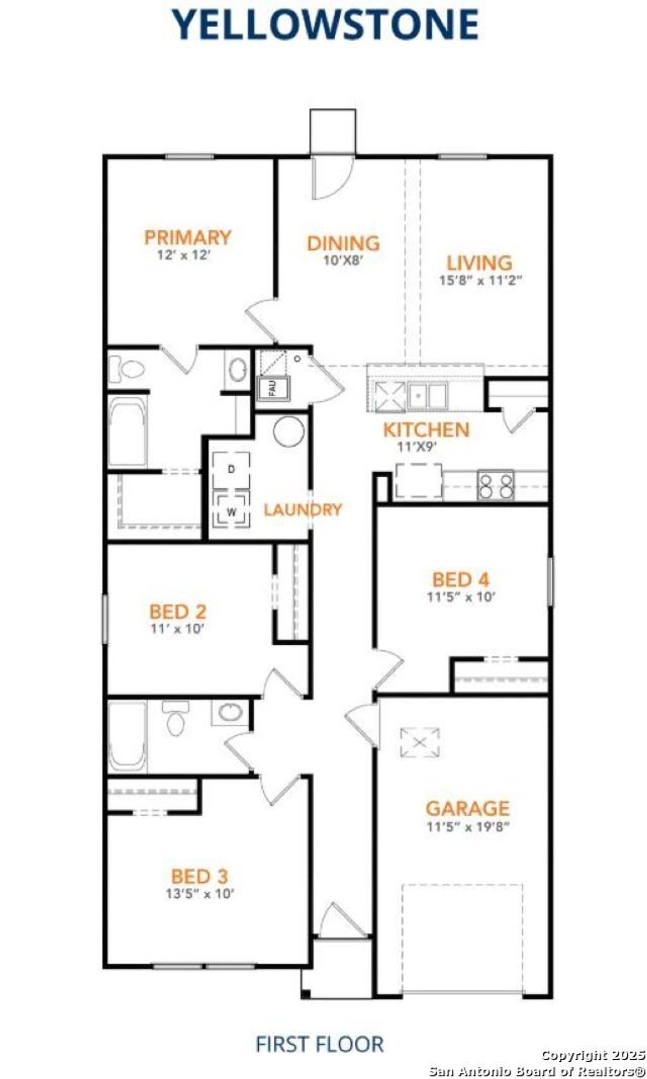 2D floor plan layout of this home in Las Colinas, Kenedy, TX (Image 2).