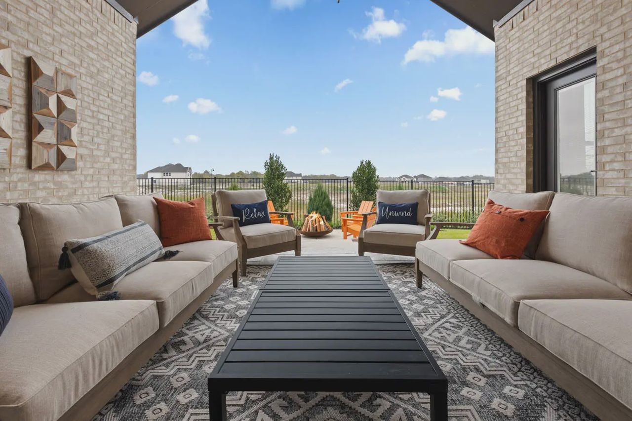 Exterior details and patio area of a home in Oaks of North Grove, Waxahachie (Image 2). Exterior details and patio area of a home in Oaks of North Grove, Waxahachie (Image 2).