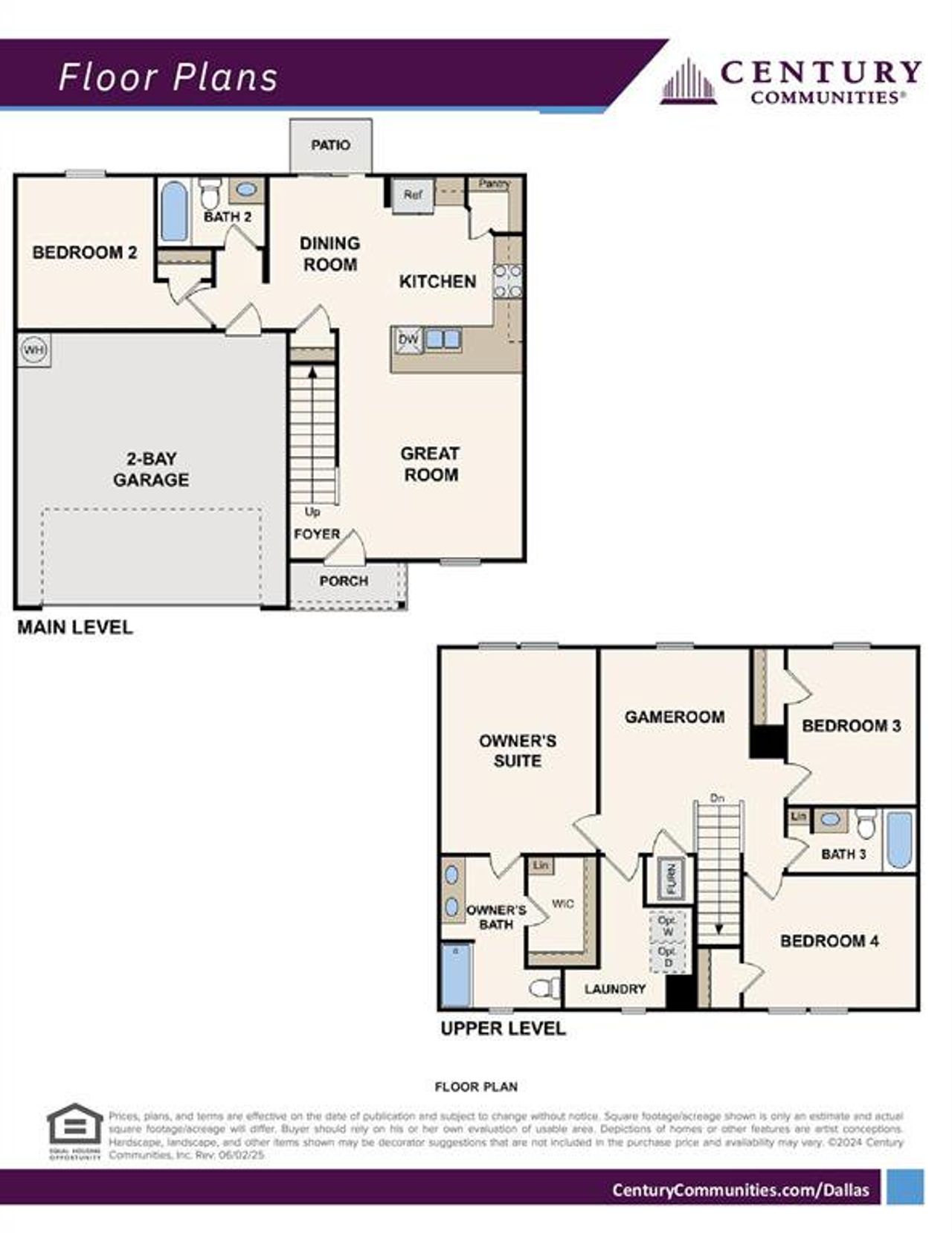 2D floor plan layout of this home in Courtland Place, Cleburne, TX (Image 2).