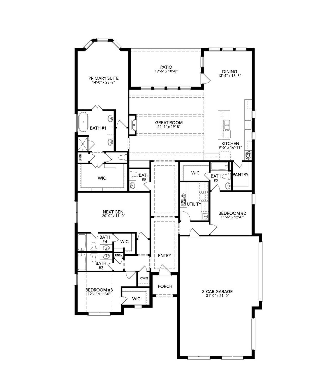2D floor plan layout of this home in Joshua Meadows, Joshua, TX (Image 2).