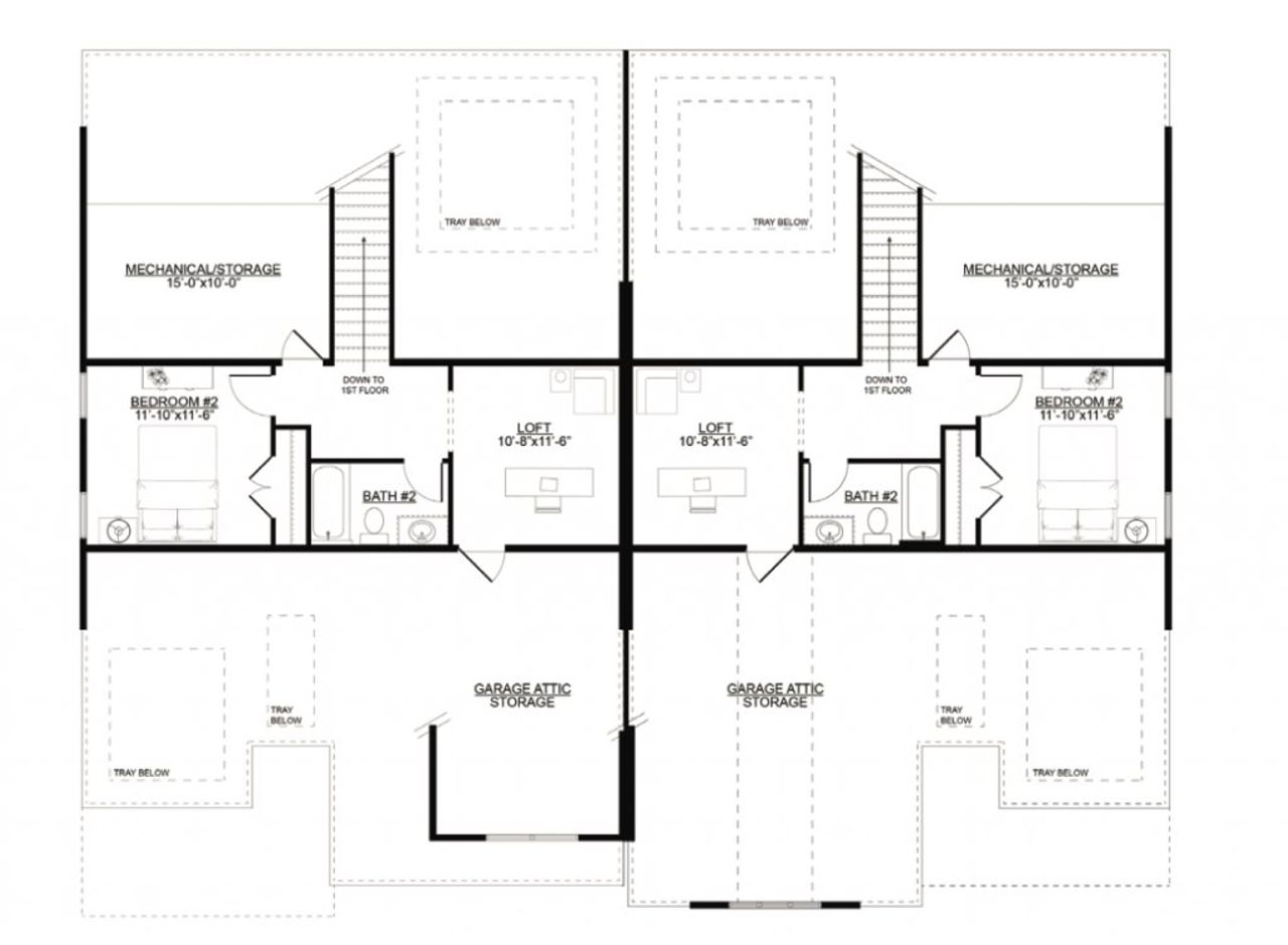 2D floor plan layout for the The Cottages by Patrick Malloy Communities in Horizon at Laurel Canyon, Canton, GA (Image 2).