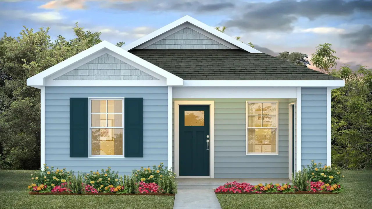 Representative exterior photo of a completed home built from the Delaney by D.R. Horton in Southshore Bay, Sunset Beach, NC (Image 2).