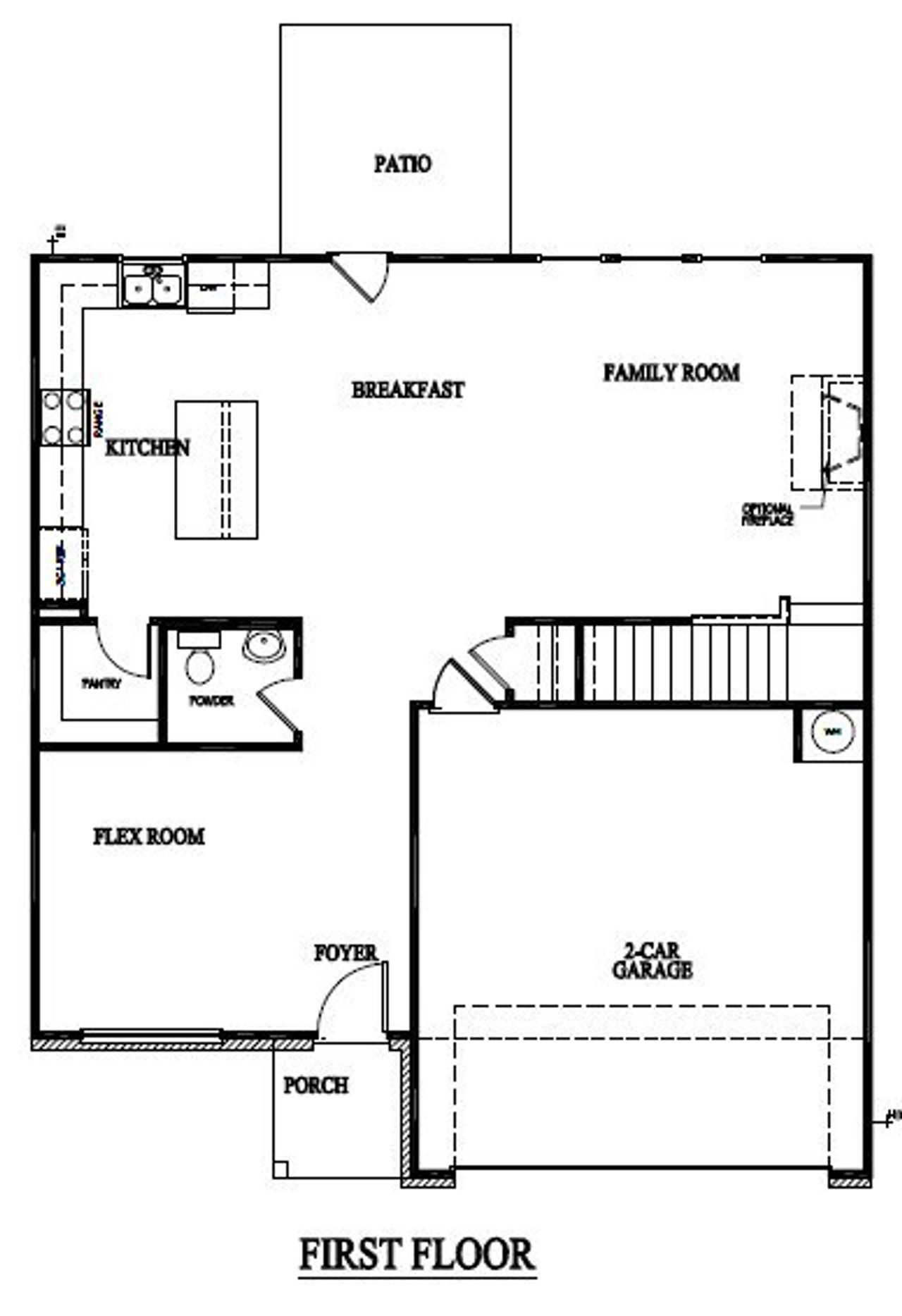 2D floor plan layout of this home in The Village at Sassafras, Allenhurst, GA (Image 2).