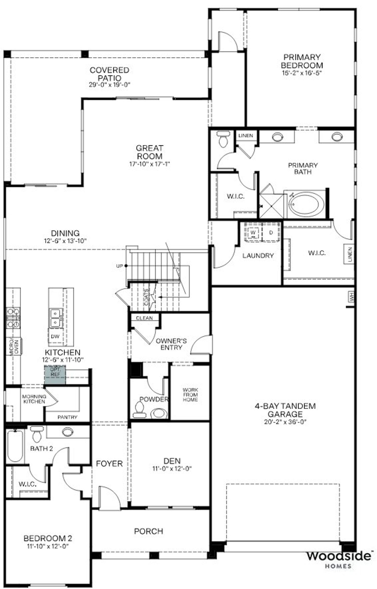 2D floor plan layout for the Firecrest by Woodside Homes in Legends at Thunderbird, Glendale, AZ (Image 2).
