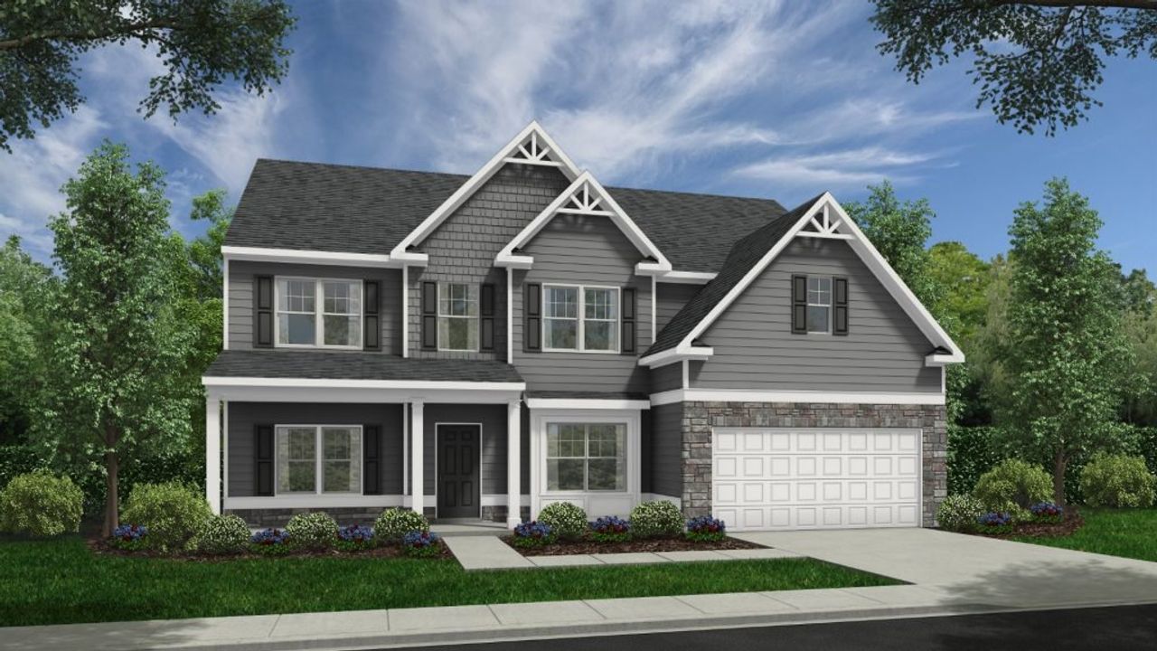 Front exterior of a new home in Hampton Ridge, Jefferson, GA, highlighting curb appeal (Image 2).