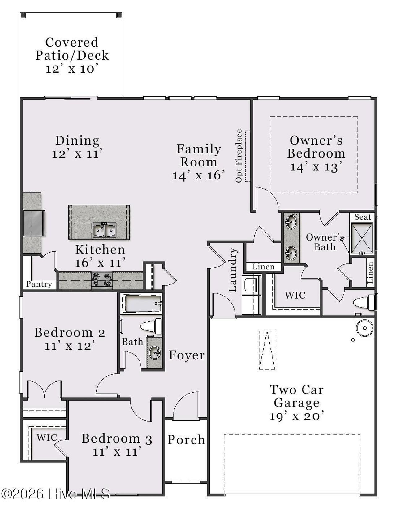 2D floor plan layout of this home in Sandy Springs, Aberdeen, NC (Image 2).