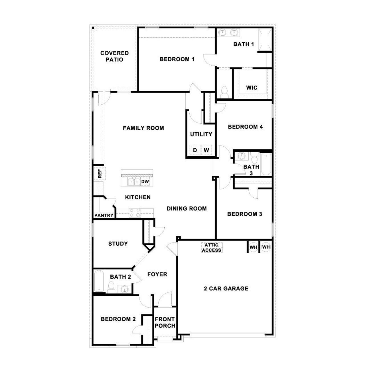 2D floor plan layout of this home in Monarch Ranch, Manor, TX (Image 2).