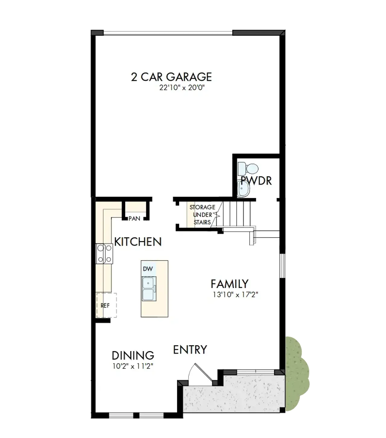 2D floor plan layout of this home in Persimmon Place - Townhomes, Wesley Chapel, FL (Image 2).