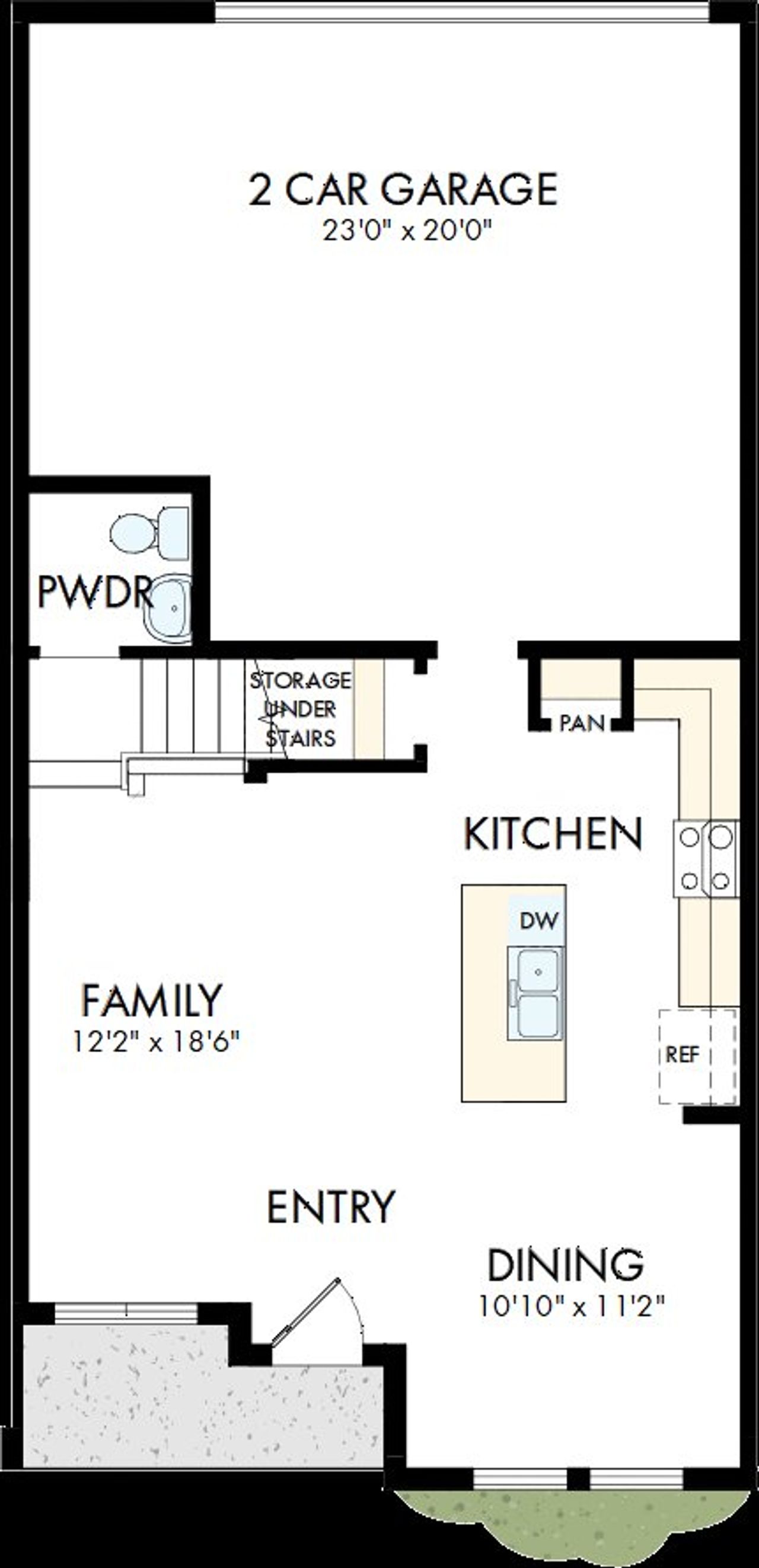 2D floor plan layout of this home in Persimmon Place - Townhomes, Wesley Chapel, FL (Image 2).