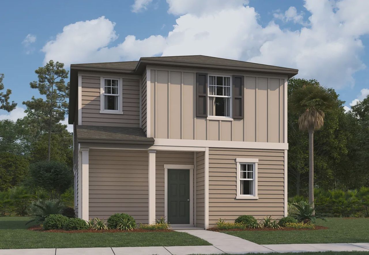 Representative exterior photo of a completed home built from the Maynard by Starlight Homes in Brookewater at Crossprairie, St. Cloud, FL (Image 2).
