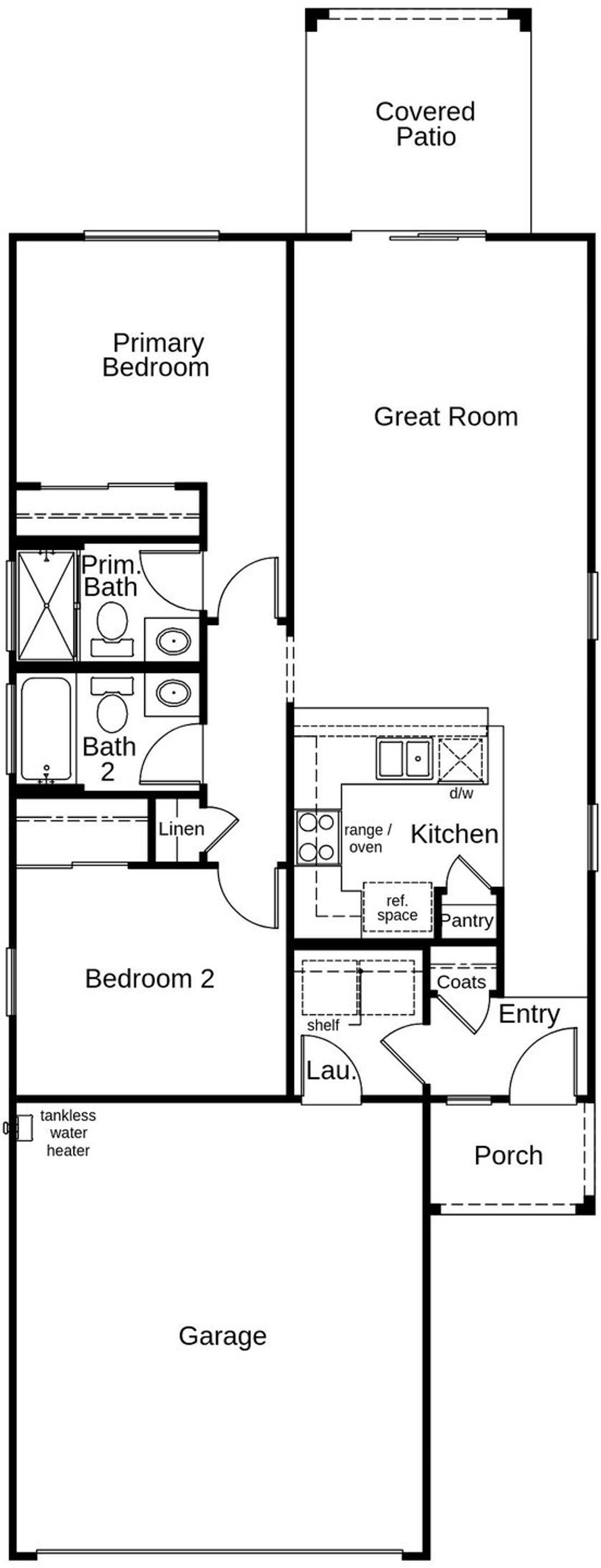 2D floor plan layout of this home in Entrada Del Toro at Rancho Sahuarita, Sahuarita, AZ (Image 2).