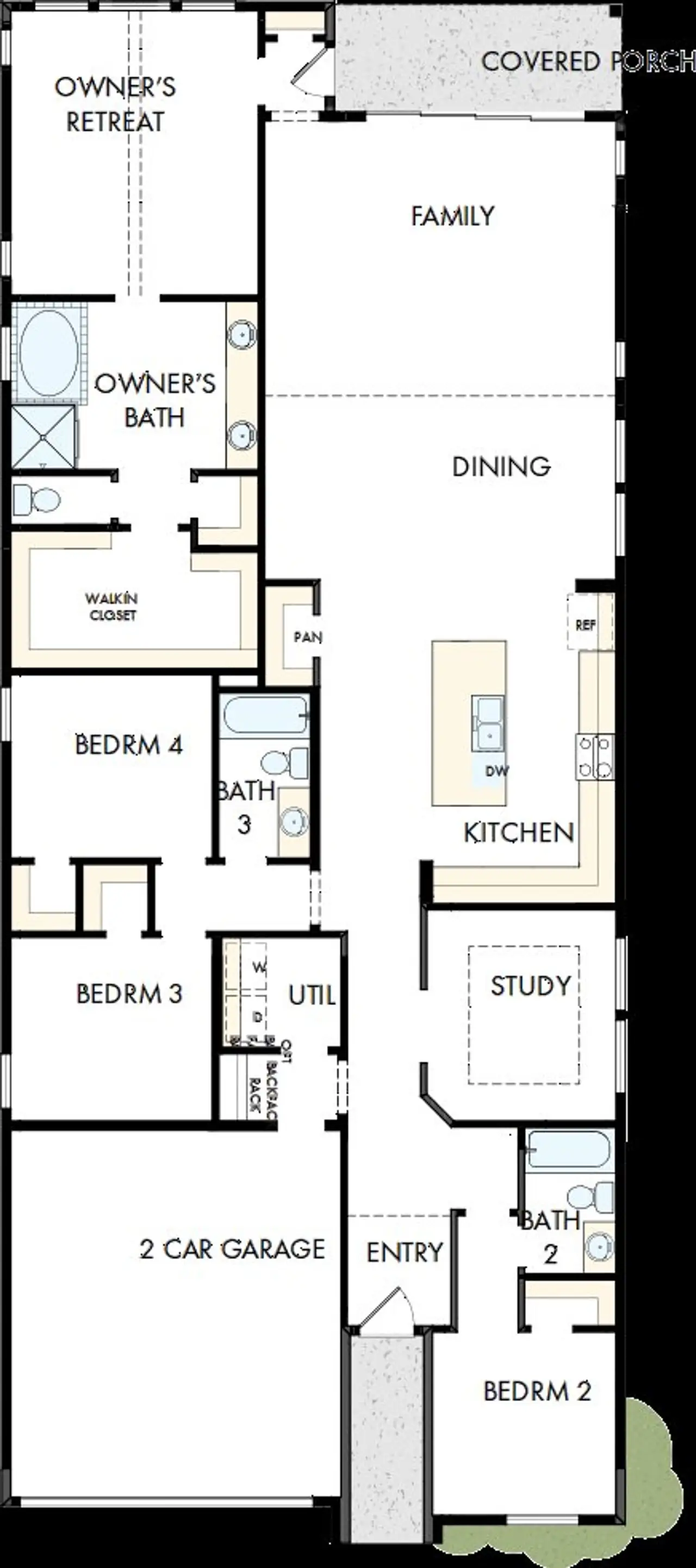 2D floor plan layout of this home in Harvest Green 45', Richmond, TX (Image 2).