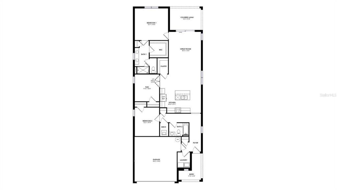 2D floor plan layout of this home in Mockingbird Reserve at Winding Oaks, Ocala, FL (Image 2).