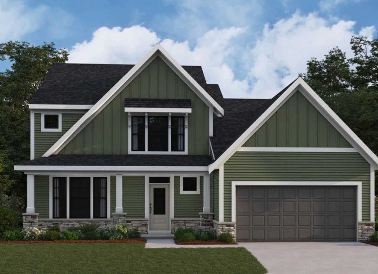 Representative exterior photo of a completed home built from the Charles by Fischer Homes in Lochmoor at Savannah Lakes, Hiram, GA (Image 2).