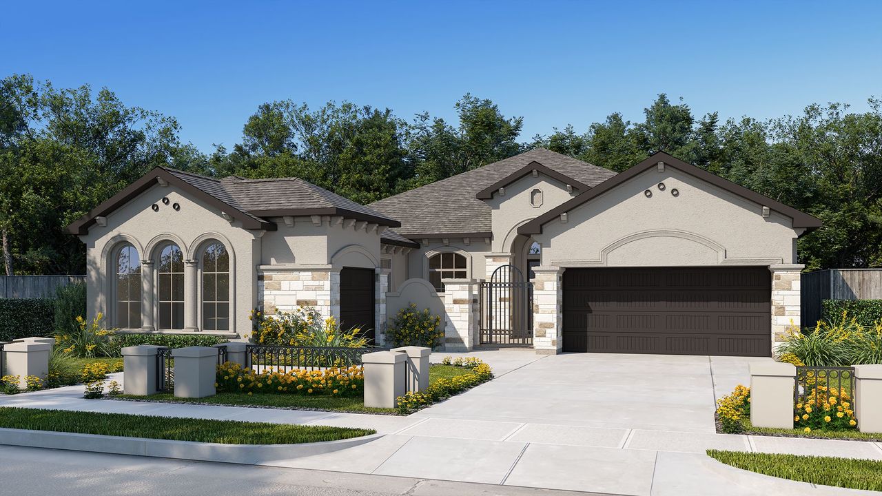 Representative exterior photo of a completed home built from the 3581S by Perry Homes in Eldorado At Santa Rita Ranch 70', Liberty Hill, TX (Image 2).